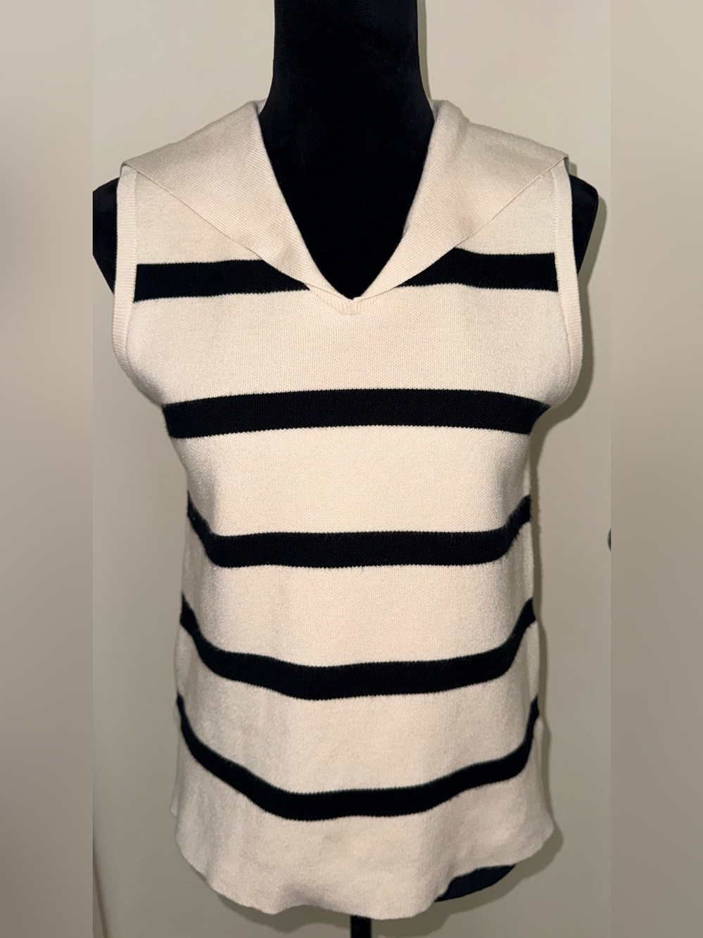 Truth by Republic Striped Sailor Collar Sleeveless Sweater - Size M